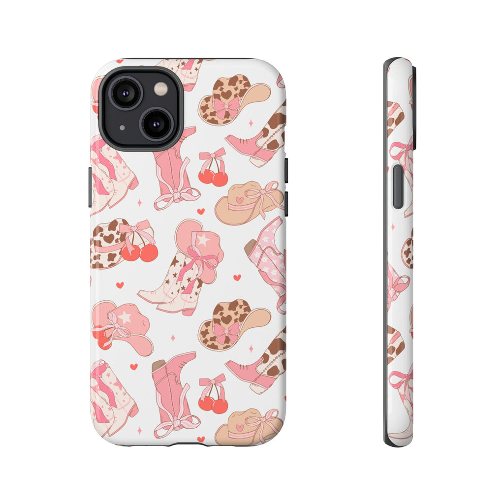 Cowgirl Boots Pink Phone Case — Cute Western Pattern Tough Phone Case