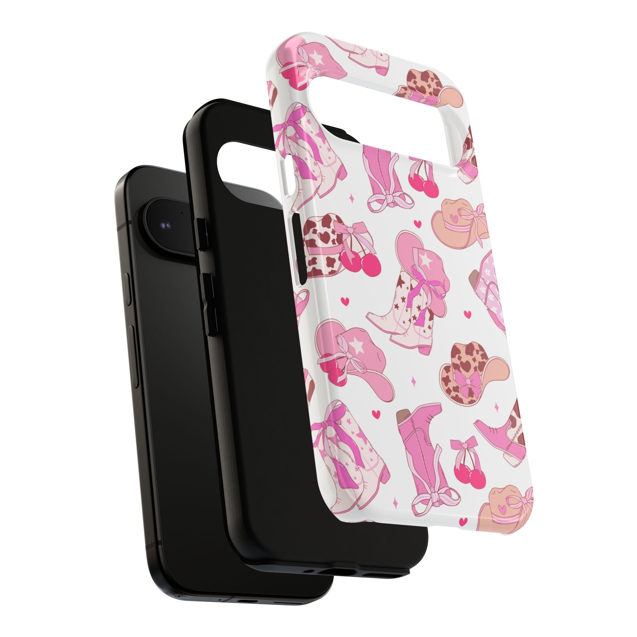 Pink Cowgirl Phone Case - Cute Western Boots & Hats Pattern Tough Case