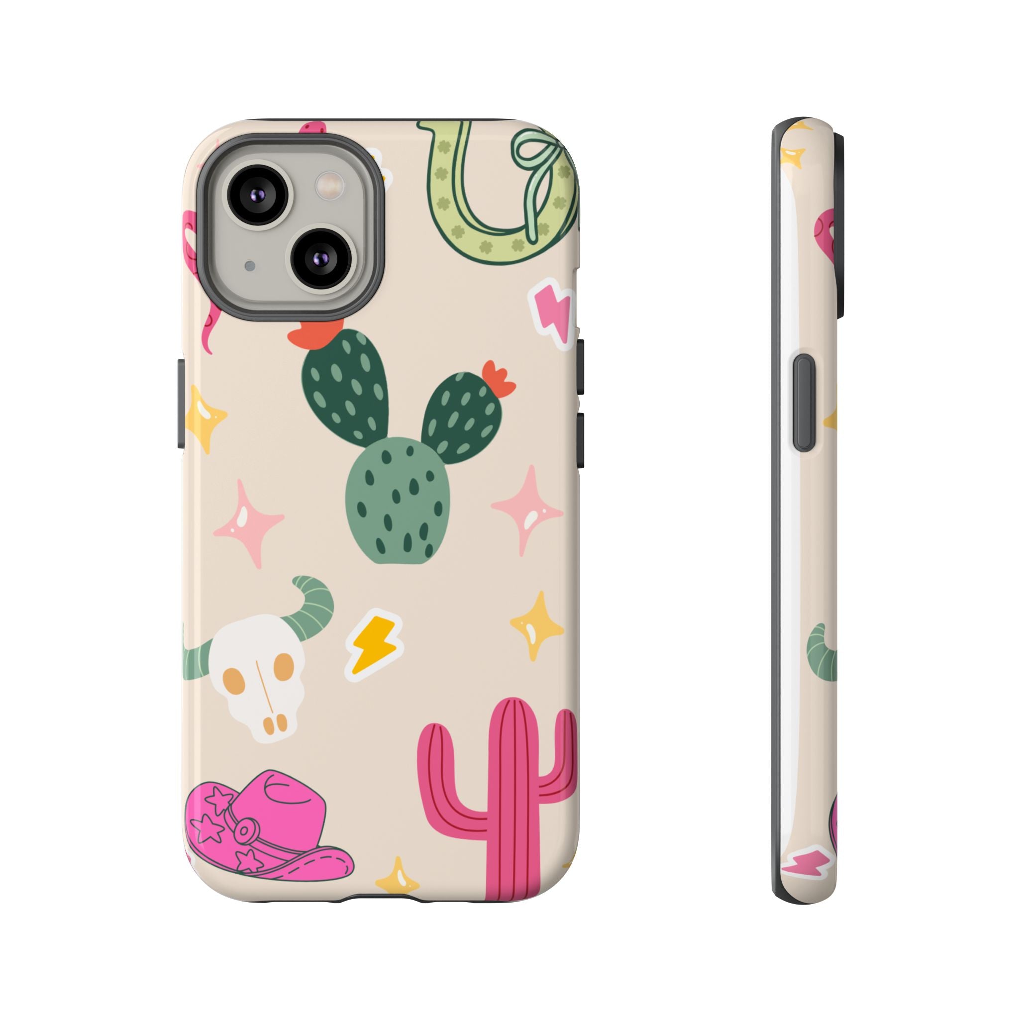 Cactus Cowgirl Phone Case — Cute Western Desert Pattern Tough Case