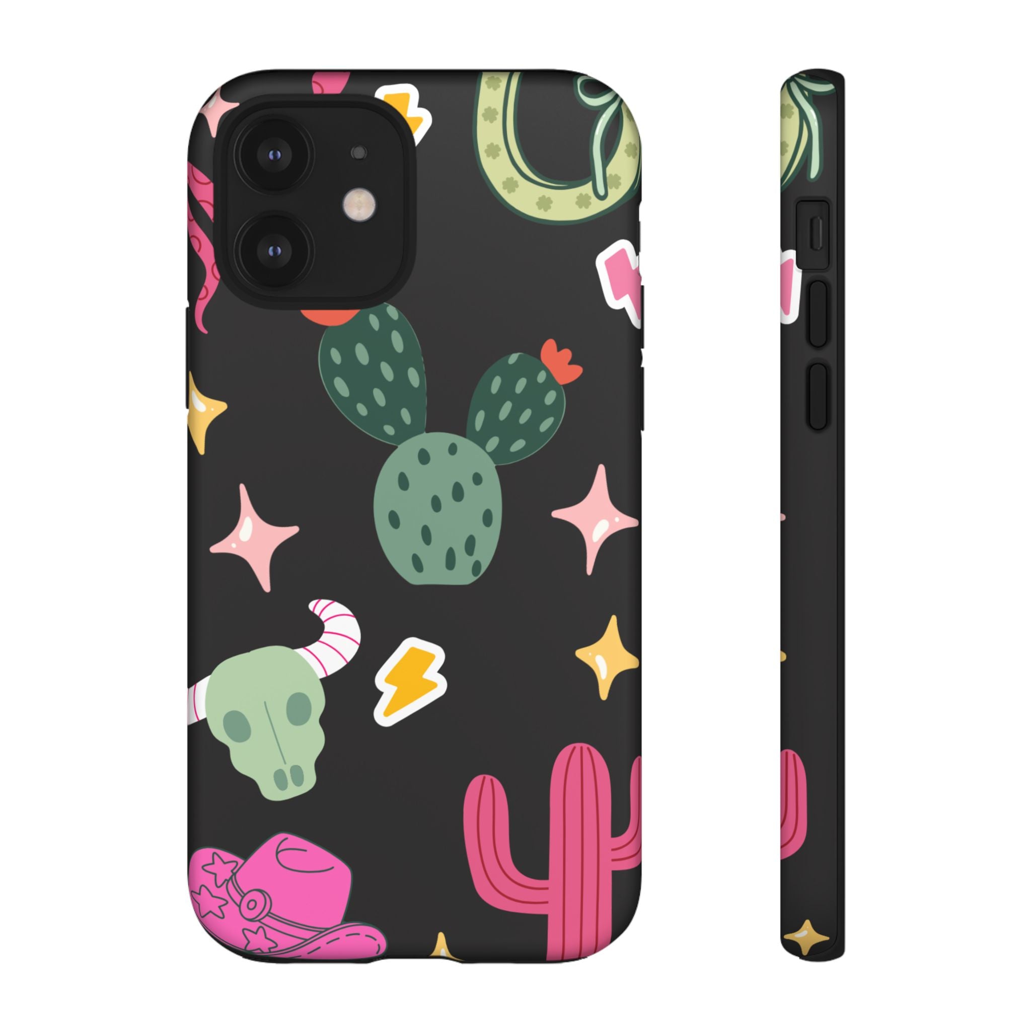 Southwest Desert Icons Tough Phone Case — Cactus, Cowboy & Skull Pattern