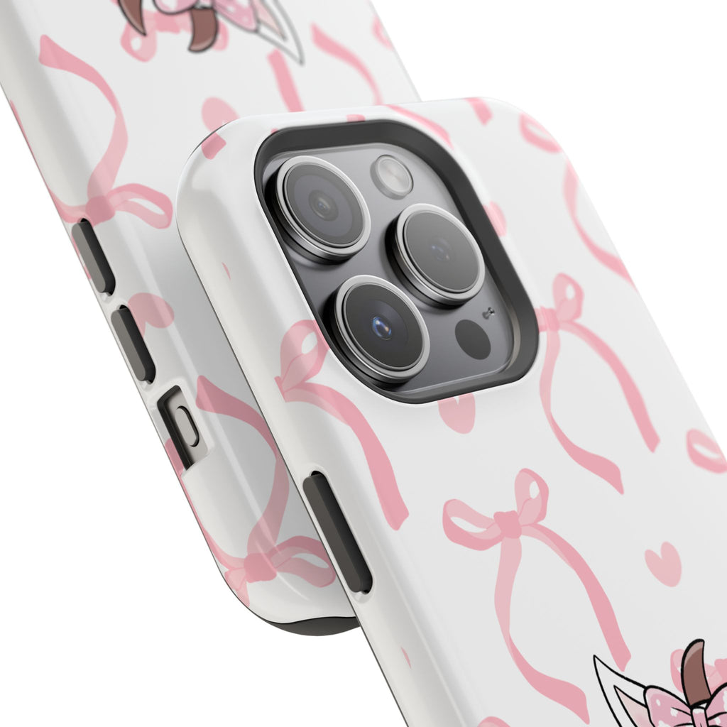 Cute Cow Phone Case — Pink Bows Magnetic Impact-Resistant Case