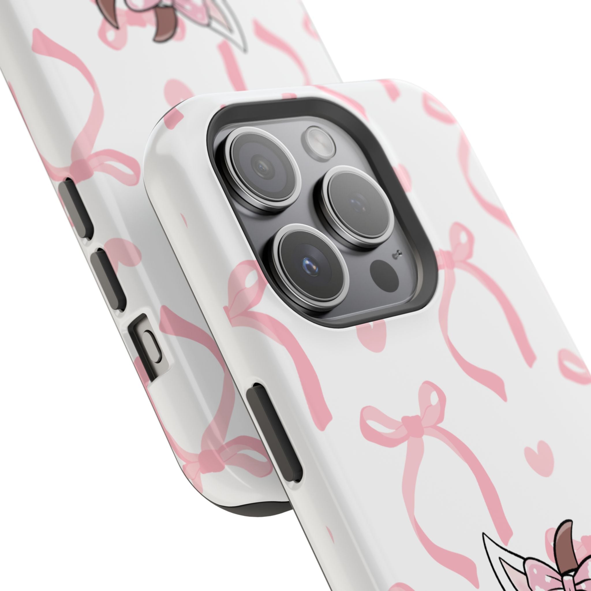 Cute Cow Phone Case — Pink Bows Magnetic Impact-Resistant Case