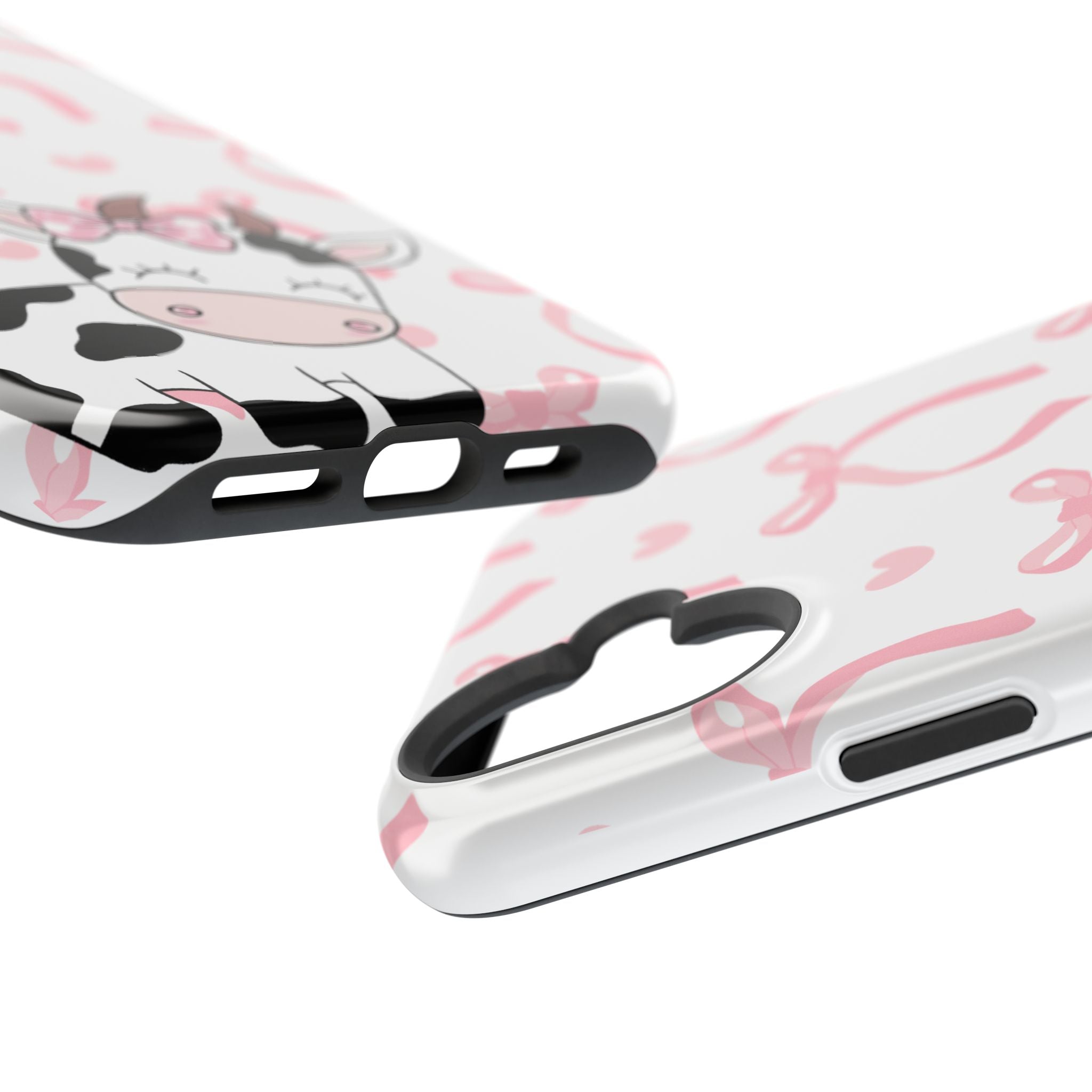 Cute Cow Phone Case — Pink Bows Magnetic Impact-Resistant Case