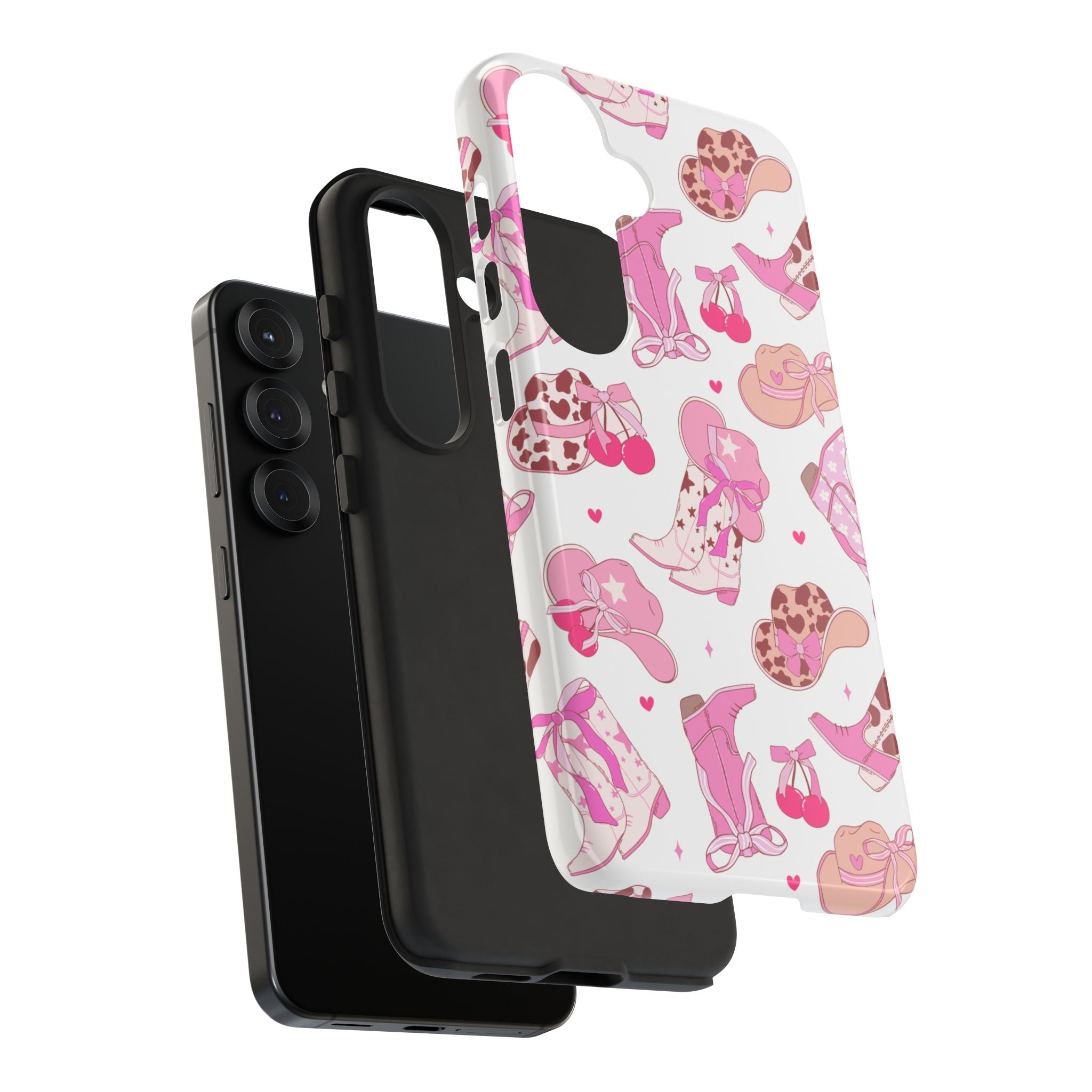 Pink Cowgirl Phone Case - Cute Western Boots & Hats Pattern Tough Case