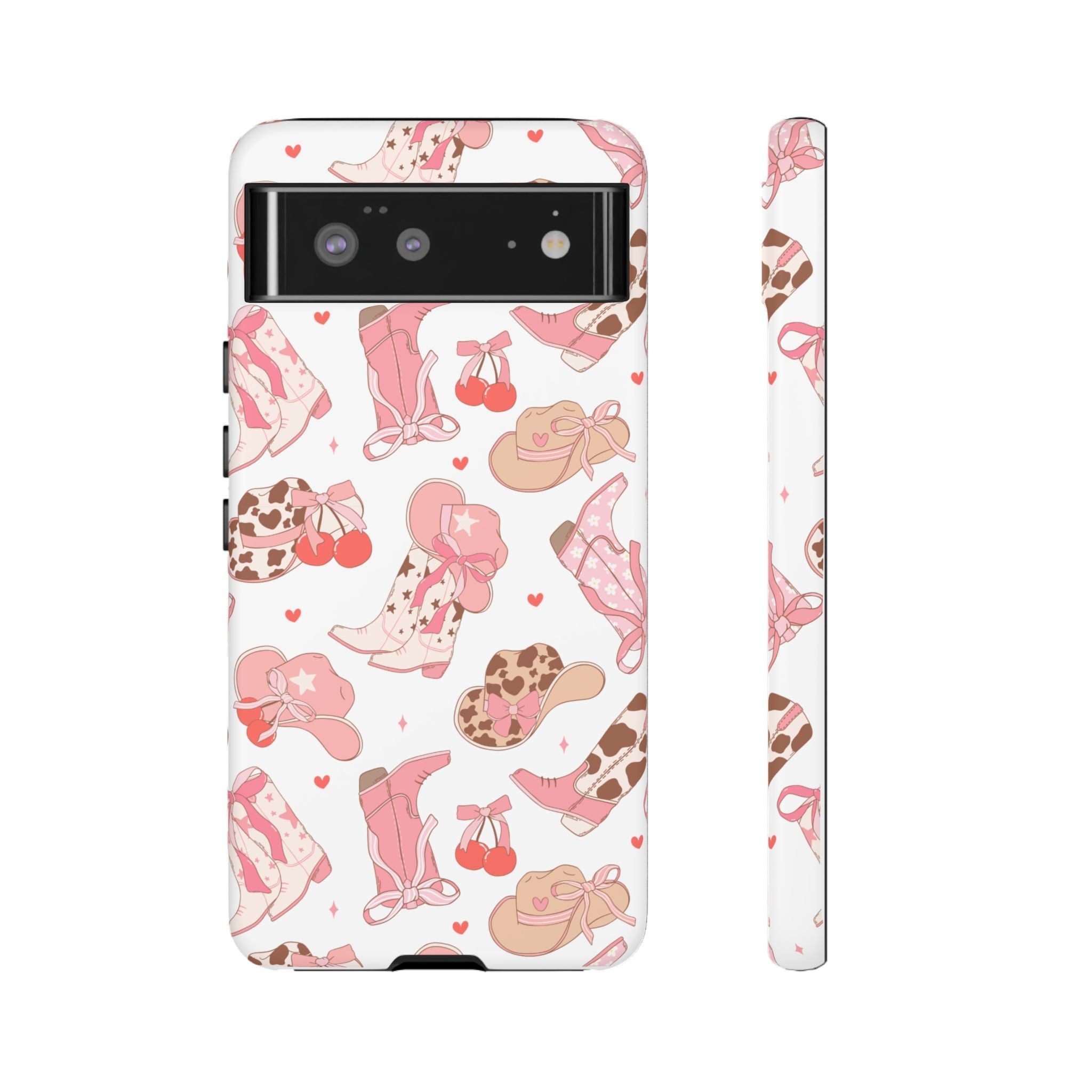 Cowgirl Boots Pink Phone Case — Cute Western Pattern Tough Phone Case