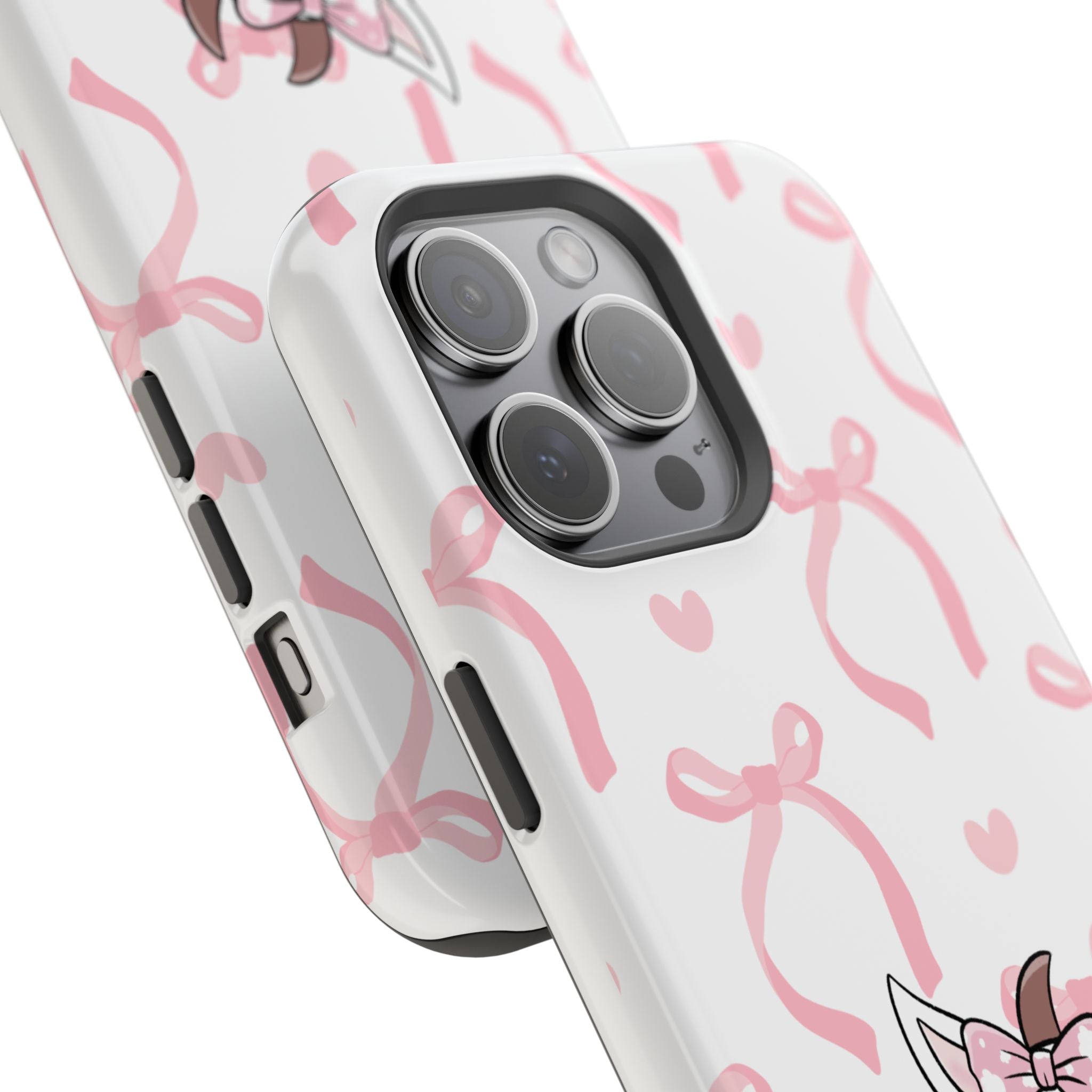 Cute Cow Phone Case — Pink Bows Magnetic Impact-Resistant Case