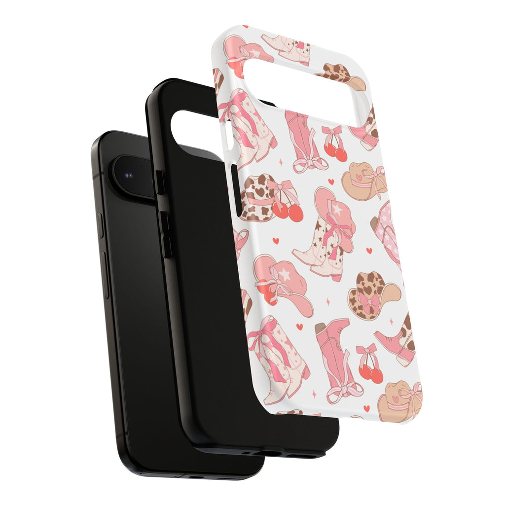 Cowgirl Boots Pink Phone Case — Cute Western Pattern Tough Phone Case