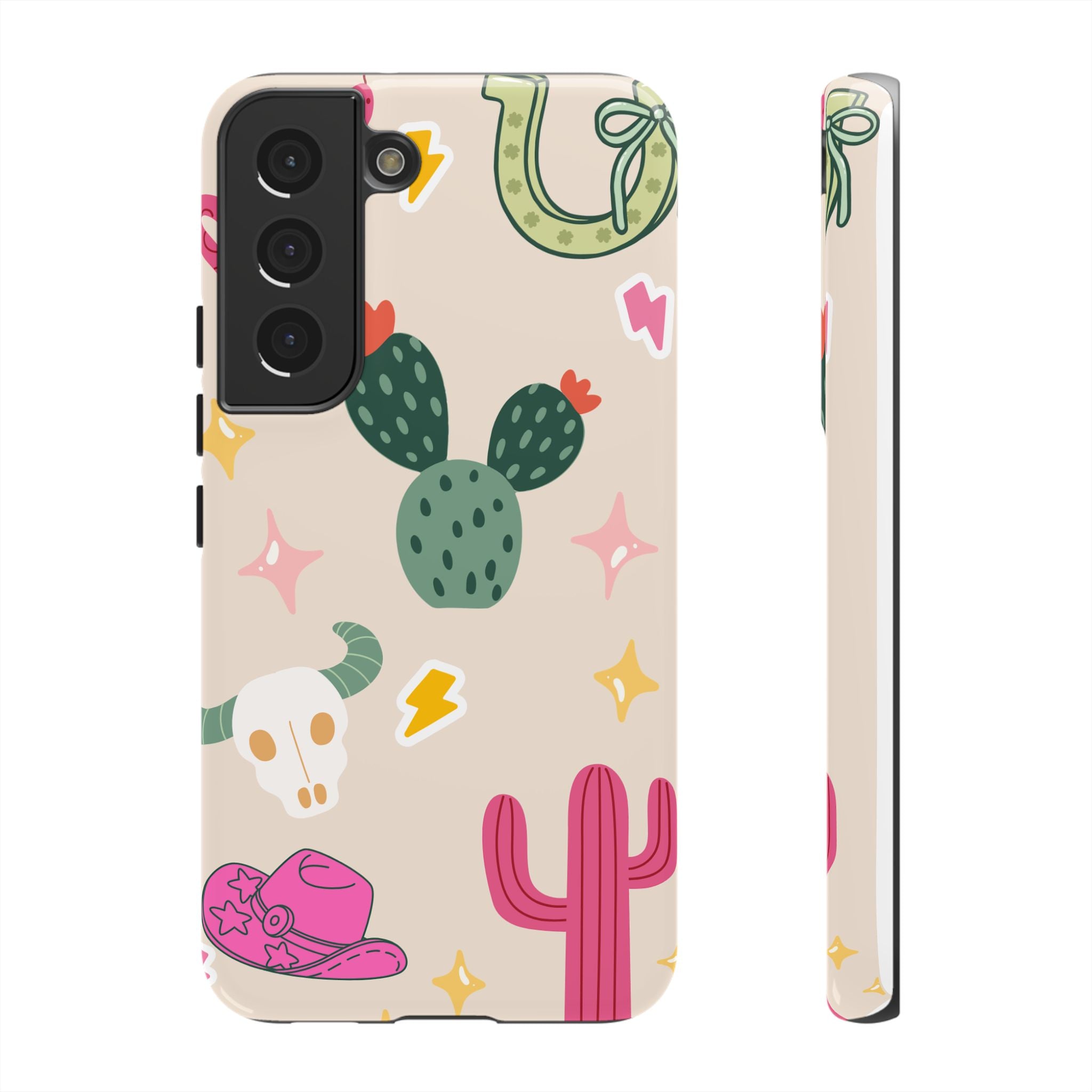 Cactus Cowgirl Phone Case — Cute Western Desert Pattern Tough Case