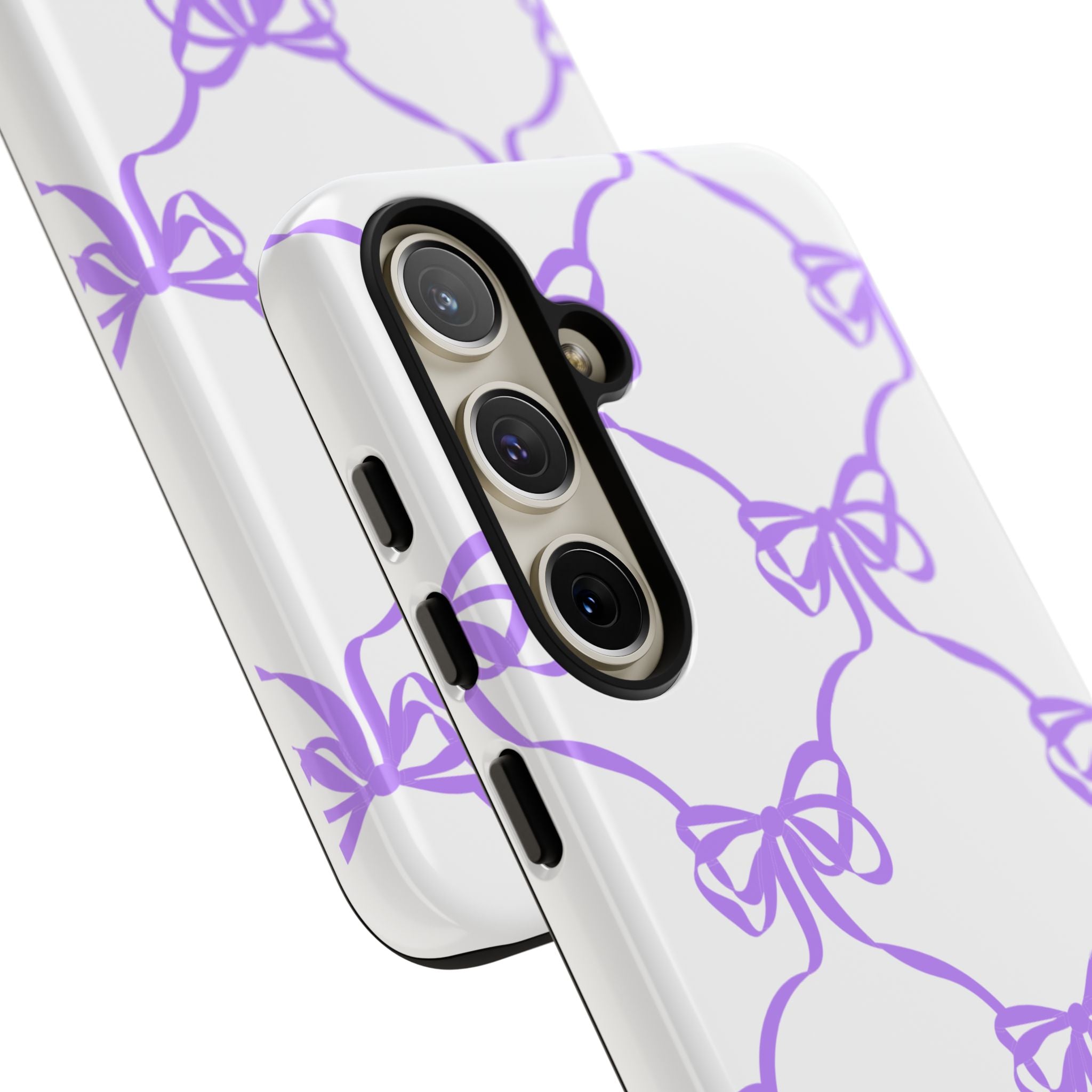 Lavender Bow Pattern Tough Phone Case - Striped Cute iPhone Cover