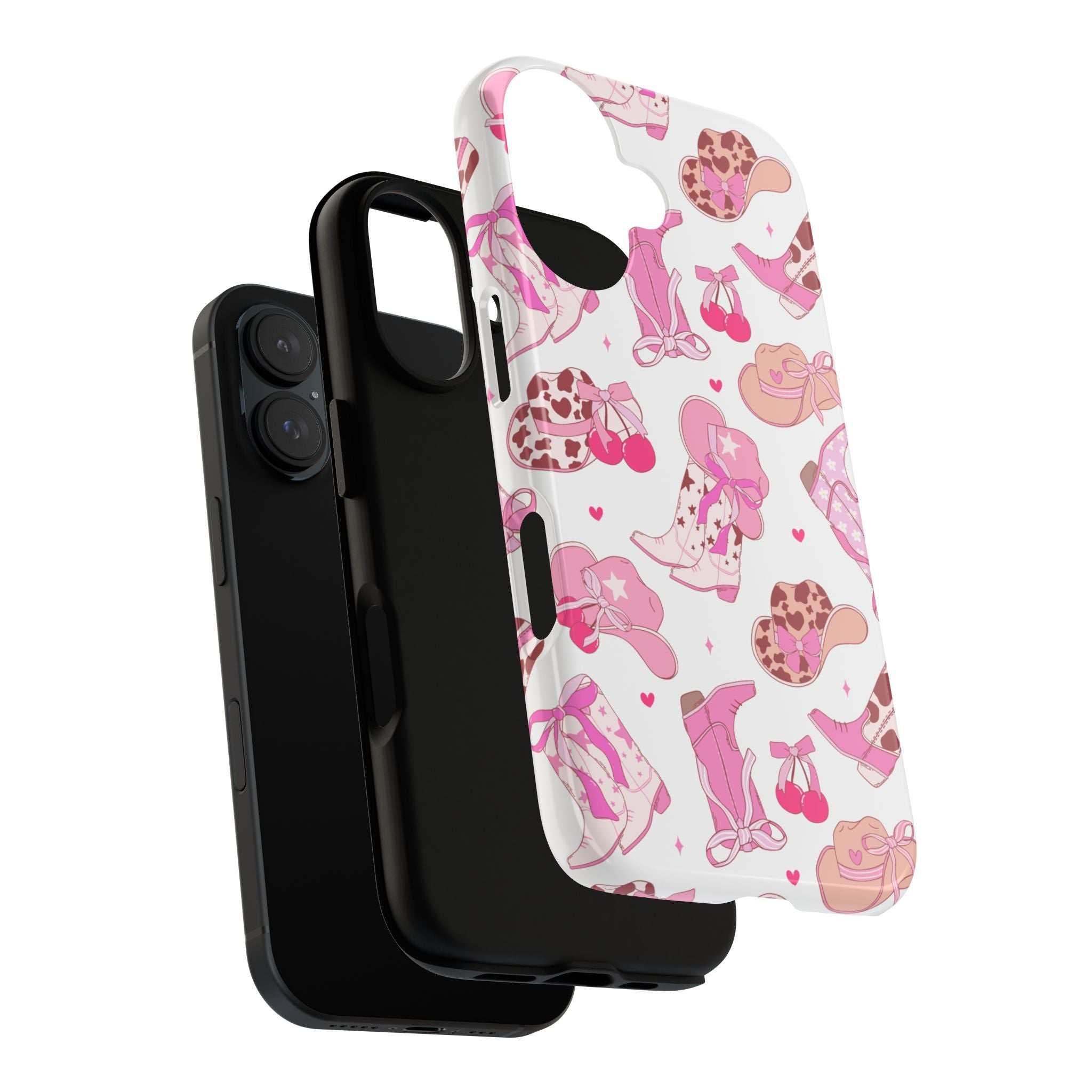 Pink Cowgirl Phone Case - Cute Western Boots & Hats Pattern Tough Case