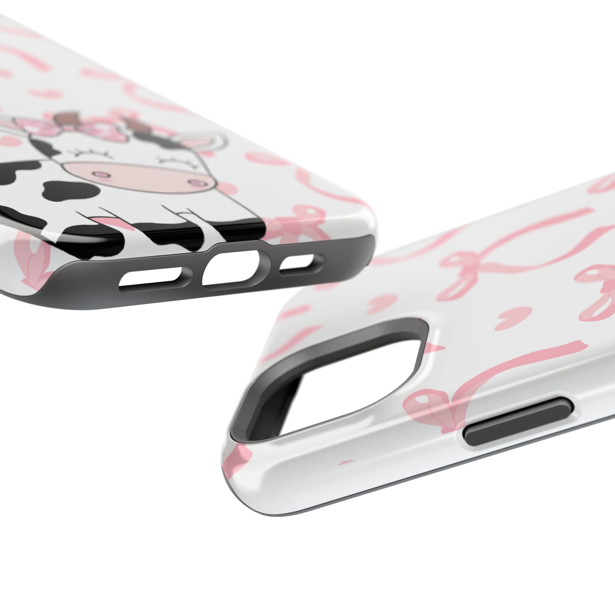 Cute Cow Phone Case — Pink Bows Magnetic Impact-Resistant Case