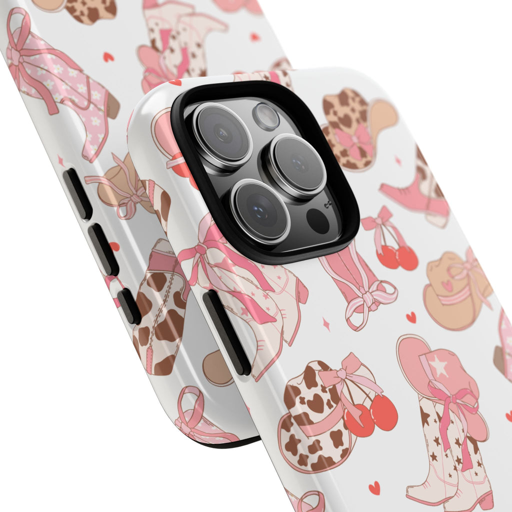Cowgirl Boots Pink Phone Case — Cute Western Pattern Tough Phone Case