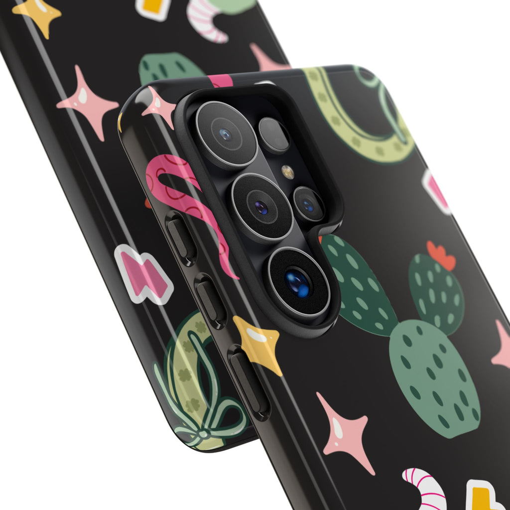 Southwest Desert Icons Tough Phone Case — Cactus, Cowboy & Skull Pattern