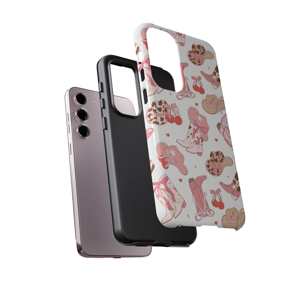 Cowgirl Boots Pink Phone Case — Cute Western Pattern Tough Phone Case