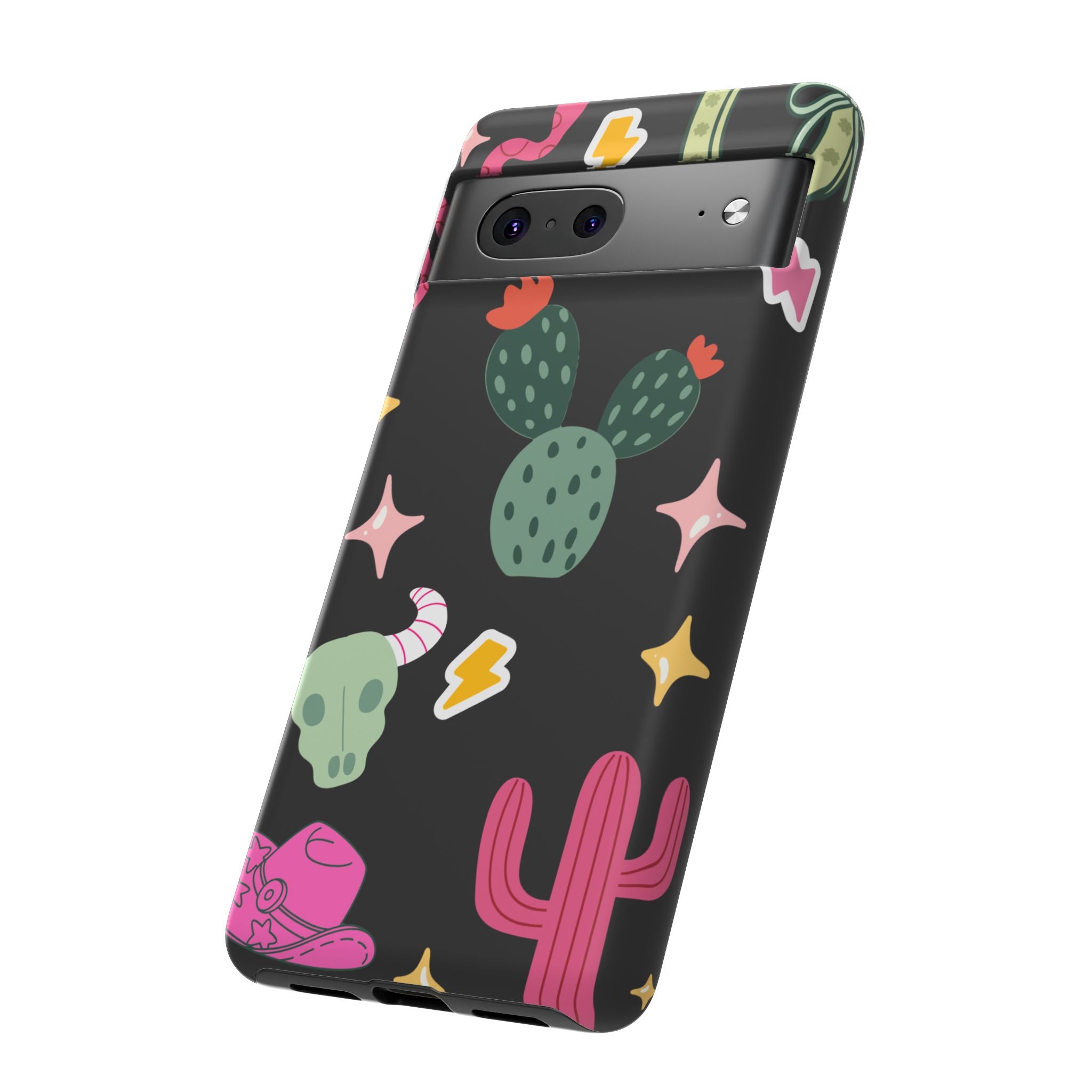 Southwest Desert Icons Tough Phone Case — Cactus, Cowboy & Skull Pattern