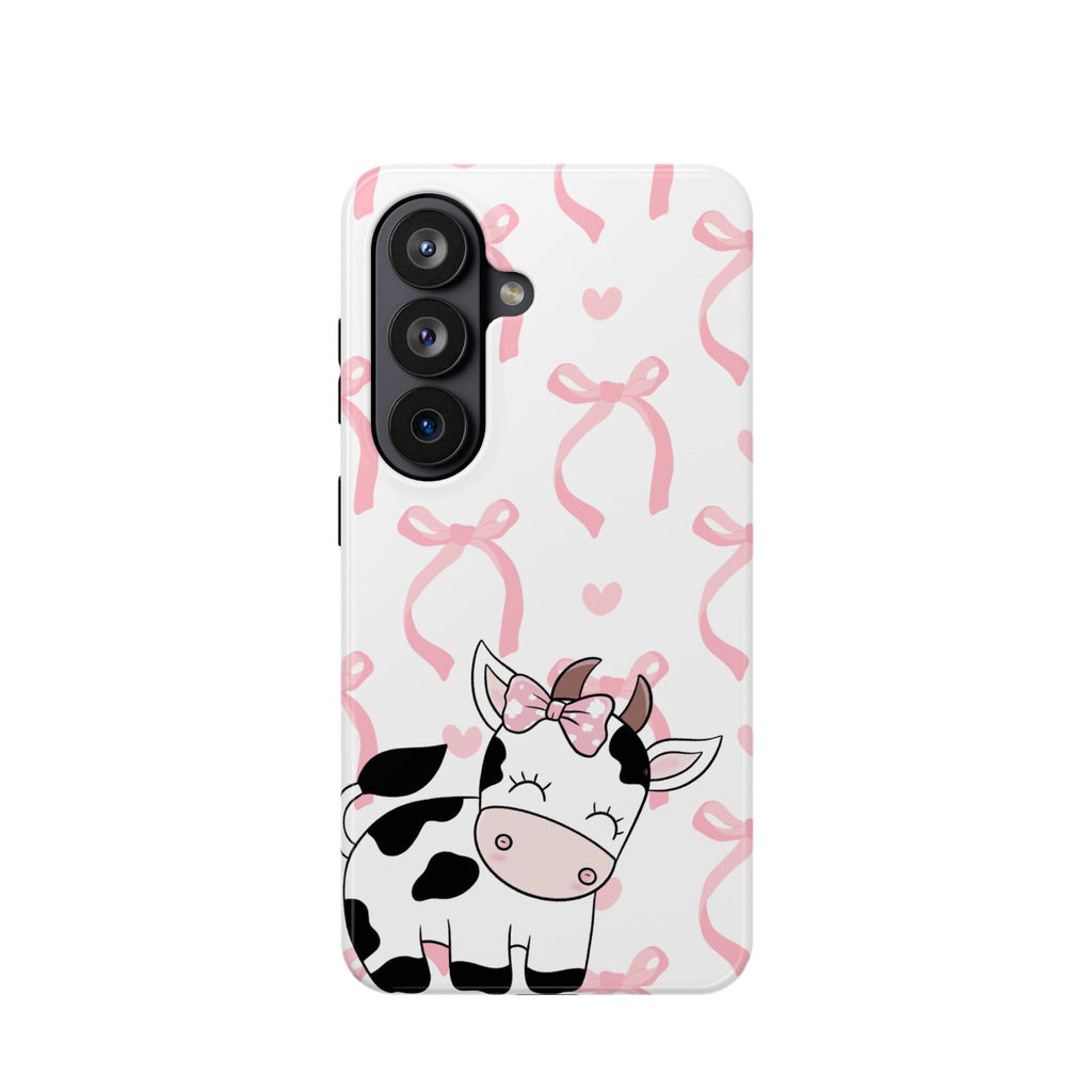 Cute Cow Phone Case — Pink Bows Magnetic Impact-Resistant Case
