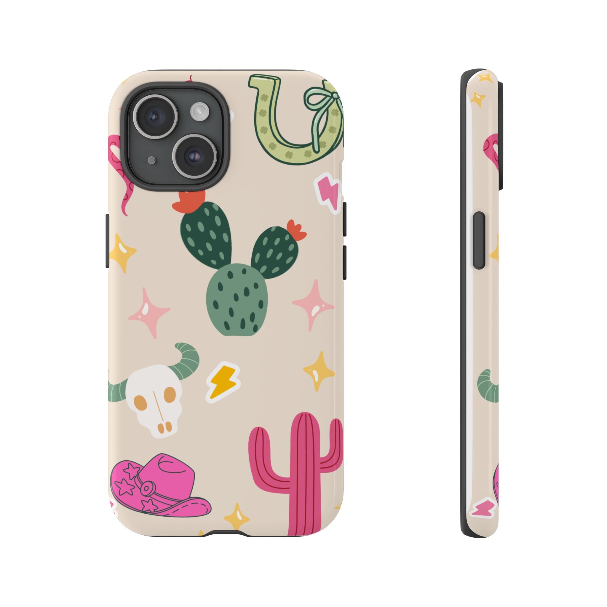 Cactus Cowgirl Phone Case — Cute Western Desert Pattern Tough Case
