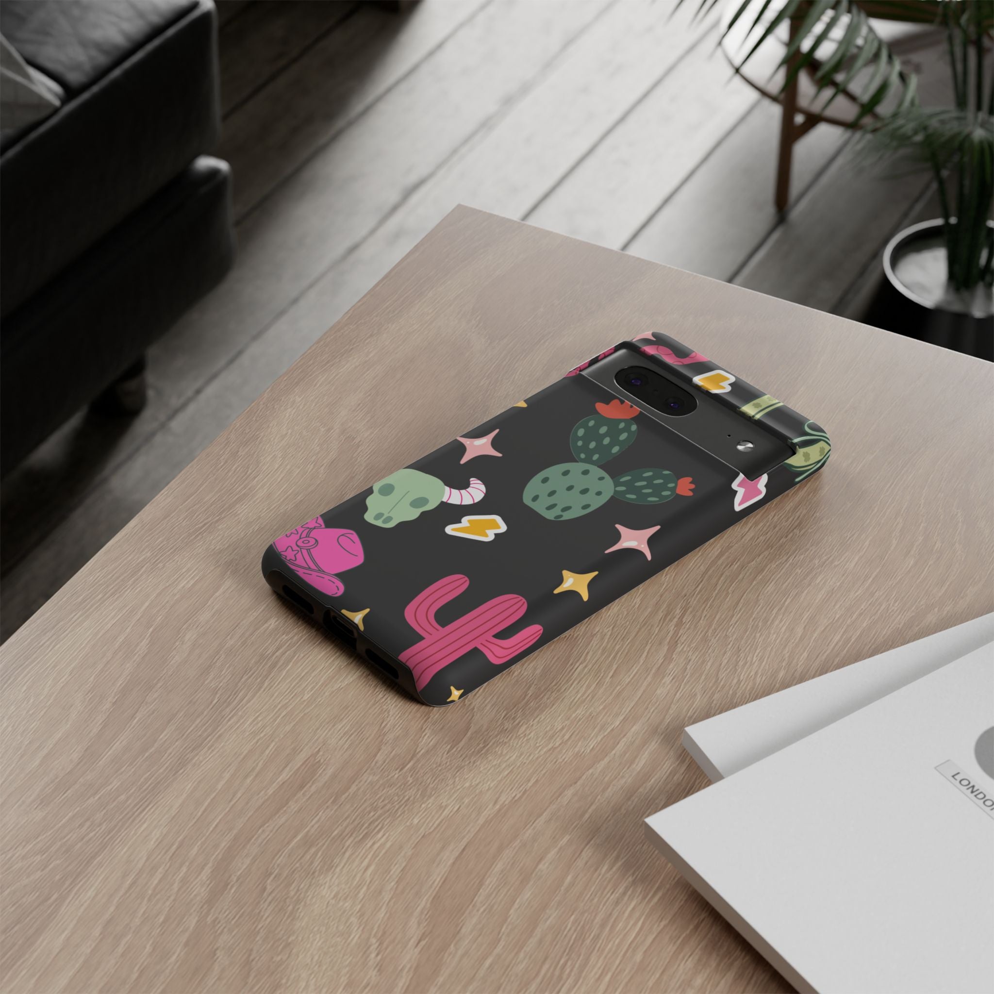 Southwest Desert Icons Tough Phone Case — Cactus, Cowboy & Skull Pattern