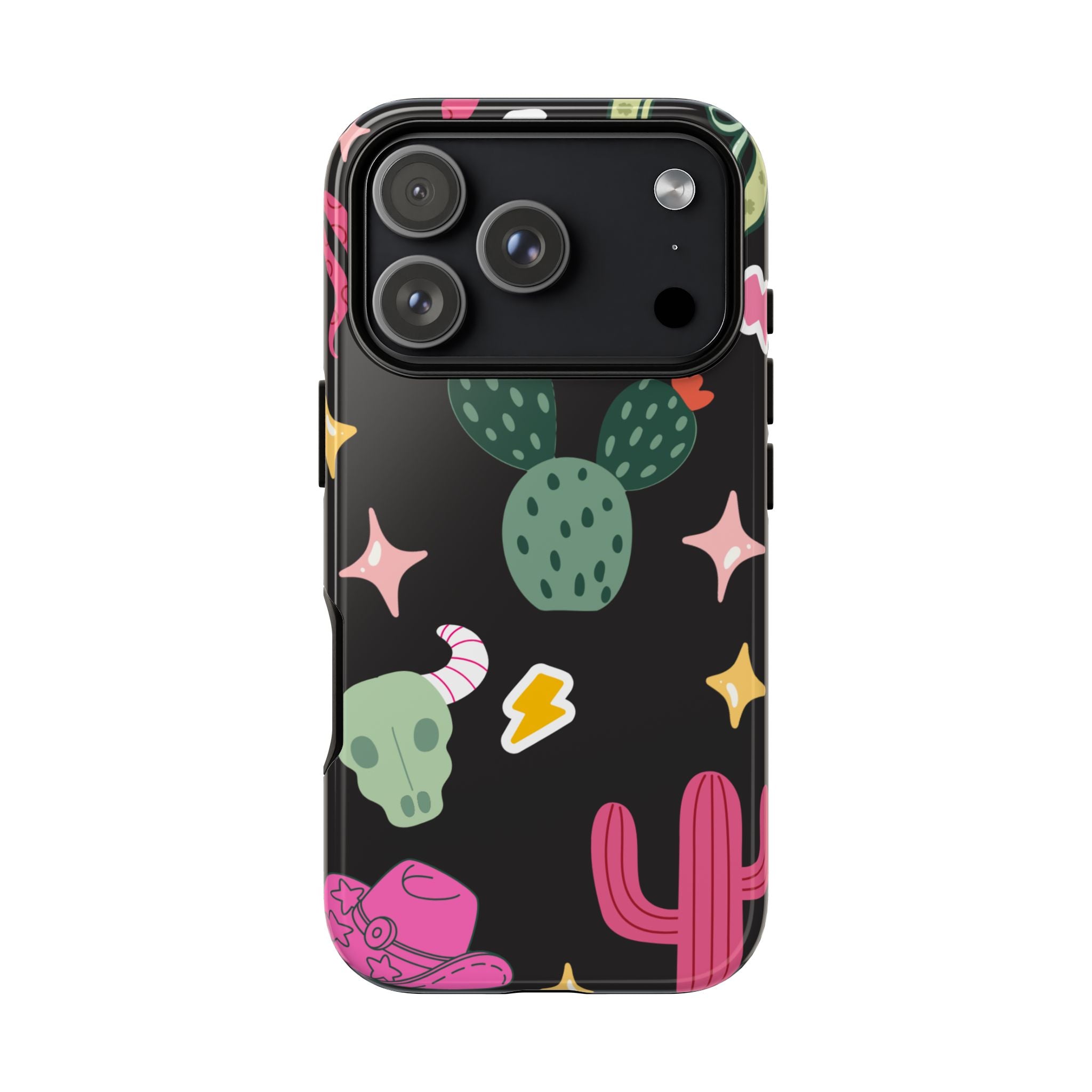 Southwest Desert Icons Tough Phone Case — Cactus, Cowboy & Skull Pattern