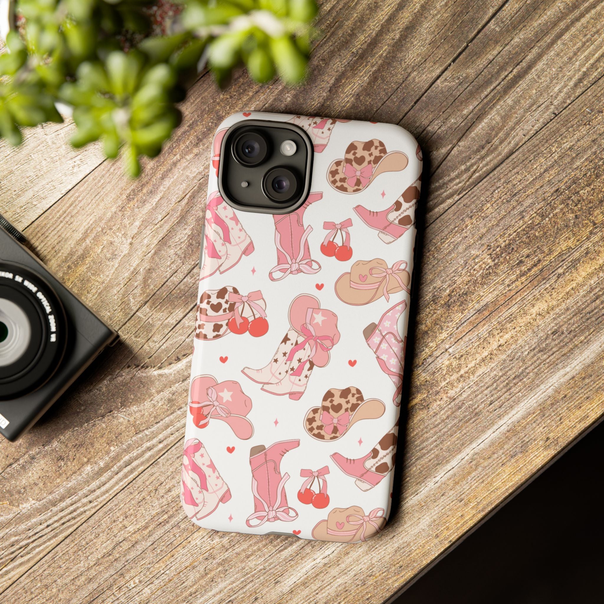Cowgirl Boots Pink Phone Case — Cute Western Pattern Tough Phone Case