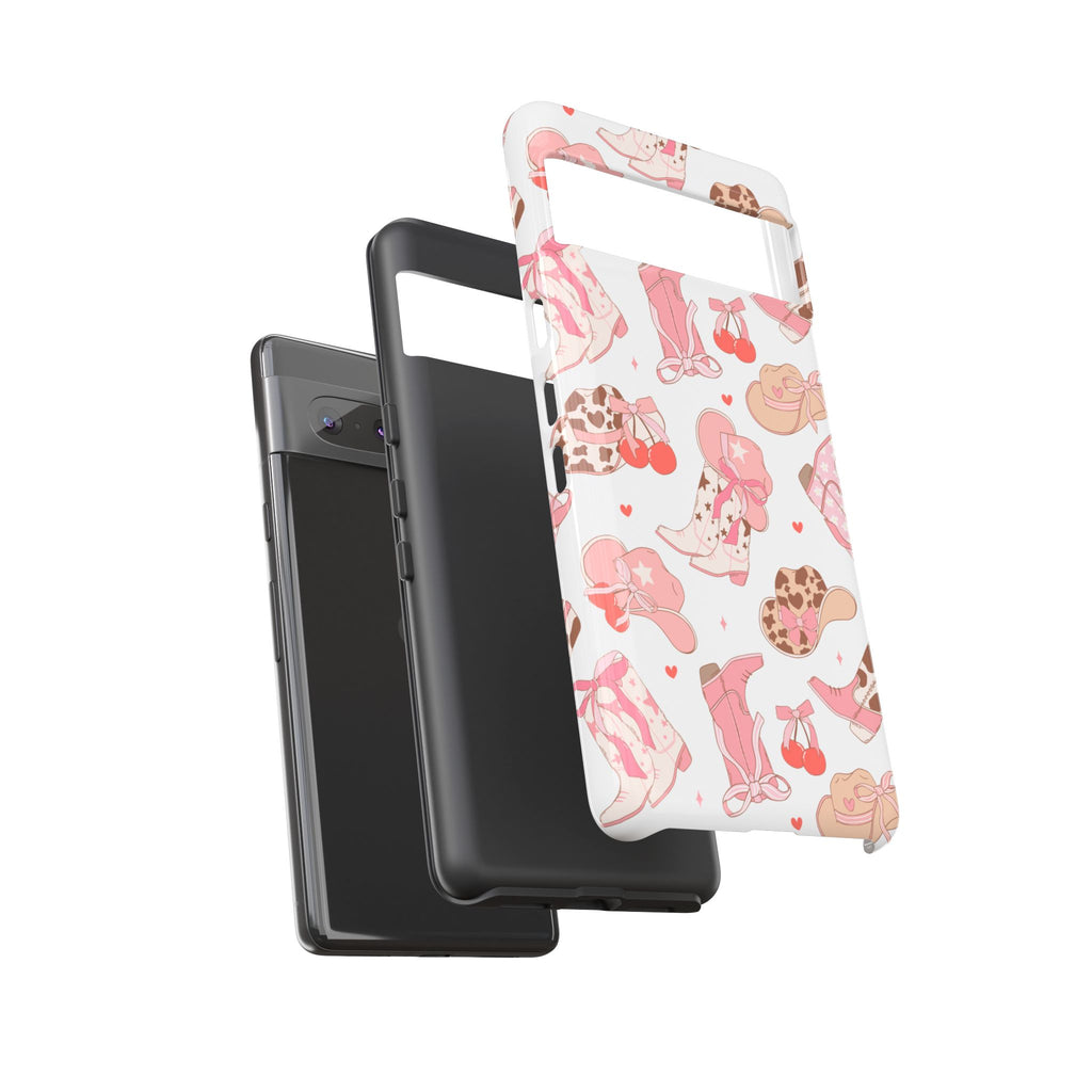 Cowgirl Boots Pink Phone Case — Cute Western Pattern Tough Phone Case