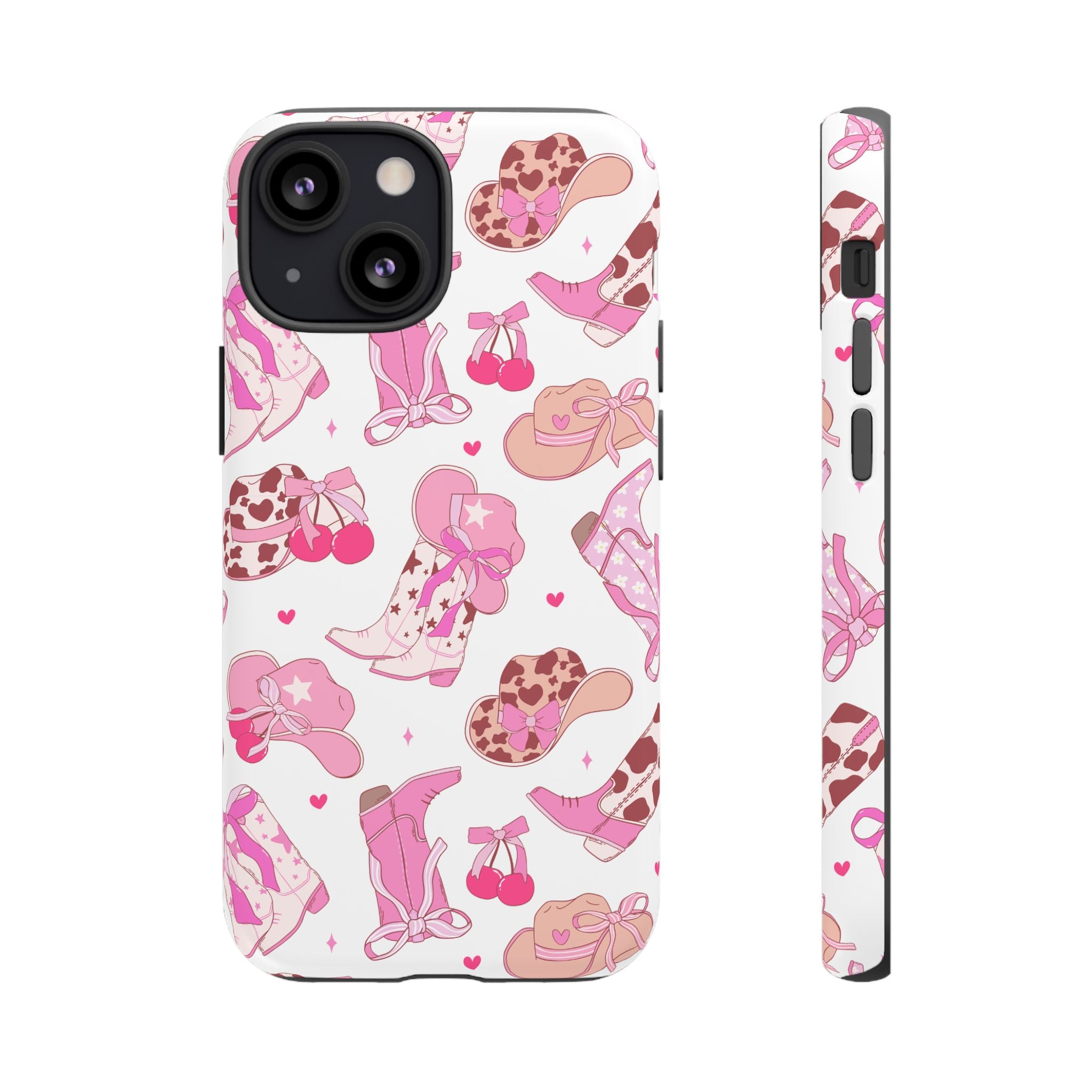 Pink Cowgirl Phone Case - Cute Western Boots & Hats Pattern Tough Case